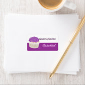 紫色のカップケーキラベル ラベル (インサイチュ)