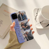 紫色のカップル名3枚の写真カスタムPhone Case iPhoneケース