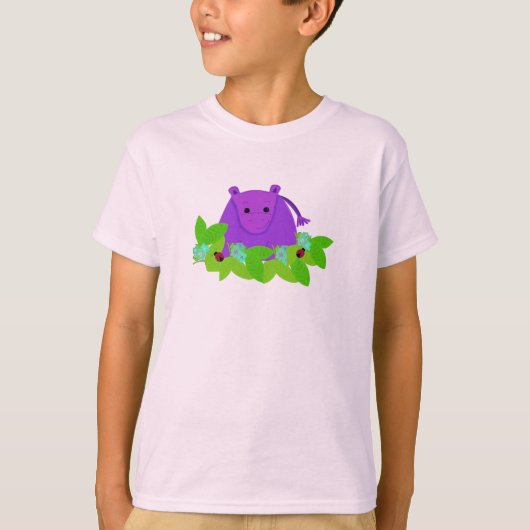 紫色のカバとテントウムシ Tシャツ (正面)