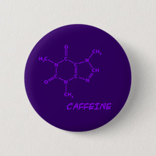 紫色のカフェインの分子ボタン 缶バッジ