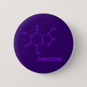 紫色のカフェインの分子ボタン 缶バッジ