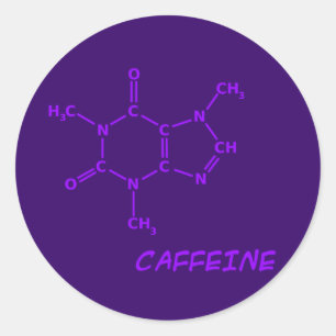 紫色のカフェイン分子シール ラウンドシール