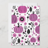 紫色のカボチャと秋の花感謝祭 招待状 (正面)