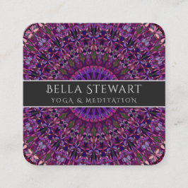 紫色のカラフルな花の曼荼羅 スクエア名刺
