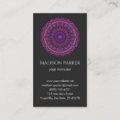 紫色のカラフルな花の曼荼羅 名刺 (裏面)