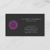 紫色のカラフルな花の曼荼羅 名刺 (裏面)