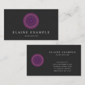 紫色のカラフルな花の曼荼羅 名刺 (正面/裏面)