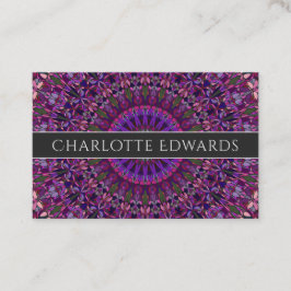 紫色のカラフルな花の曼荼羅 名刺