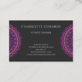 紫色のカラフルな花の曼荼羅 名刺 (裏面)