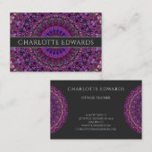 紫色のカラフルな花の曼荼羅 名刺 (正面/裏面)