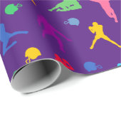 紫色のカラフルサッカー選手のパターン ラッピングペーパー (ロールコーナー)