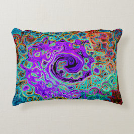 紫色のカラフル溝状抽象芸術レトロ液スワール アクセントクッション