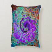 紫色のカラフル溝状抽象芸術レトロ液スワール アクセントクッション (裏面(縦))