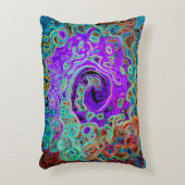 紫色のカラフル溝状抽象芸術レトロ液スワール アクセントクッション (正面(垂直))