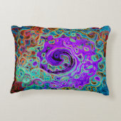 紫色のカラフル溝状抽象芸術レトロ液スワール アクセントクッション (裏面)