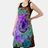 紫色のカラフル溝状抽象芸術レトロ液スワール エプロン (インサイチュ)