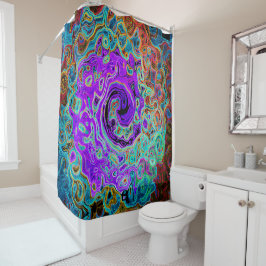 紫色のカラフル溝状抽象芸術レトロ液スワール シャワーカーテン