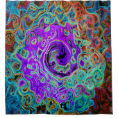 紫色のカラフル溝状抽象芸術レトロ液スワール シャワーカーテン (正面)