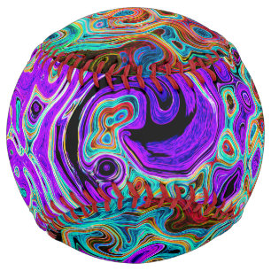 紫色のカラフル溝状抽象芸術レトロ液スワール ソフトボール