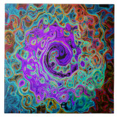 紫色のカラフル溝状抽象芸術レトロ液スワール タイル (正面)