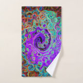 紫色のカラフル溝状抽象芸術レトロ液スワール バスタオルセット (ハンドタオル)