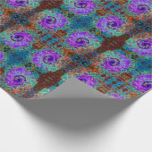 紫色のカラフル溝状抽象芸術レトロ液スワール ラッピングペーパー (角)