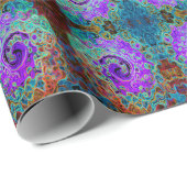 紫色のカラフル溝状抽象芸術レトロ液スワール ラッピングペーパー (ロールコーナー)