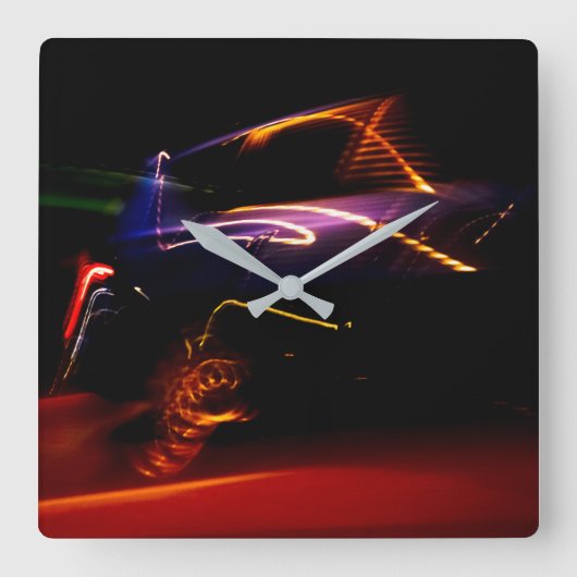 紫色のカーダンス スクエア壁時計 (正面)