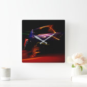 紫色のカーダンス スクエア壁時計 (ホーム)