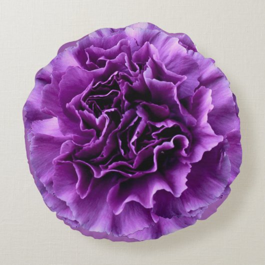 紫色のカーネーションの花の円形の枕 ラウンドクッション (裏面)