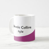 紫色のカーブと白 コーヒーマグカップ (正面左)