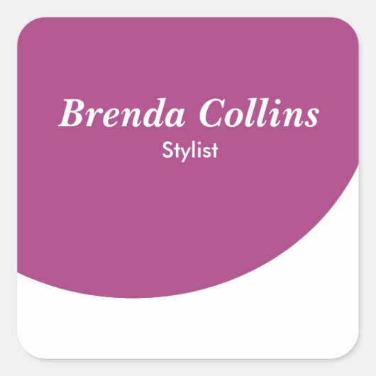 紫色のカーブと白 スクエアシール (正面)