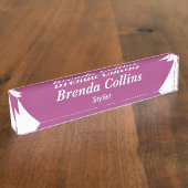 紫色のカーブと白 デスクネームプレート (側面)