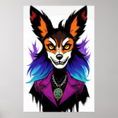 紫色のキツネの擬人化 | AI Art ポスター (正面)