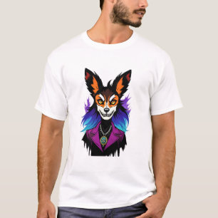 紫色のキツネの擬人化 AI Art Tシャツ