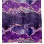 紫色のキラキラのアガートテクスチャ シャワーカーテン (正面)