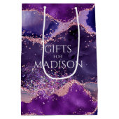 紫色のキラキラのアガートテクスチャ ミディアムペーパーバッグ (裏面)