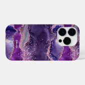 紫色のキラキラのアガートテクスチャ iPhoneケース (裏面横)