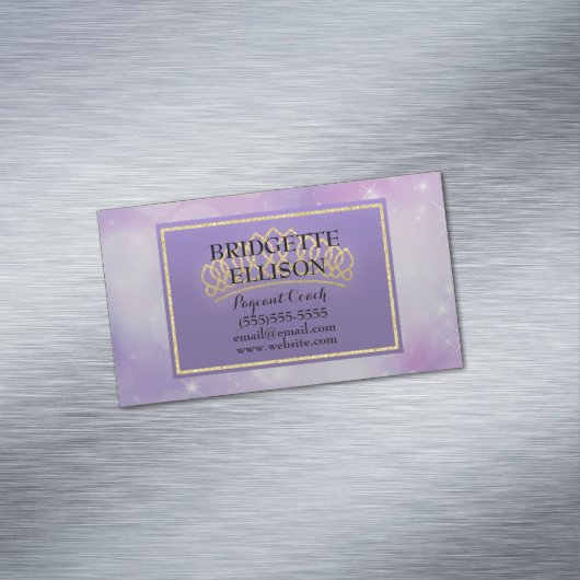 紫色のキラキラ星ページャントコーチマグネット マグネット名刺 (インサイチュ)