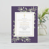 紫色のキリスト教お祝いの生涯の葬儀写真 招待状 (スタンド正面)