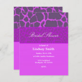 紫色のキリン柄のブライダルシャワー招待 招待状 (正面/裏面)