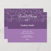 紫色のキリン柄のブライダルシャワー招待 招待状 (正面/裏面)