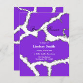 紫色のキリン柄のブライダルシャワー招待 招待状 (正面/裏面)