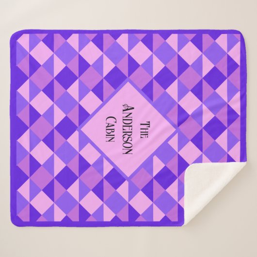 紫色のキルトパターン シェルパブランケット (正面(横))