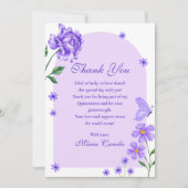 紫色のキンチェニェラバラと蝶の写真 サンキューカード (正面)