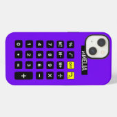 紫色のキーパッド付き計算機 iPhoneケース (裏面横)