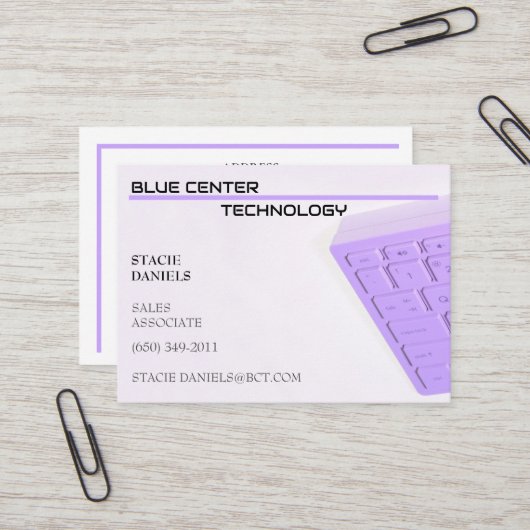 紫色のキーボード情報テクノロジー 名刺 (正面/裏面インサイチュ)