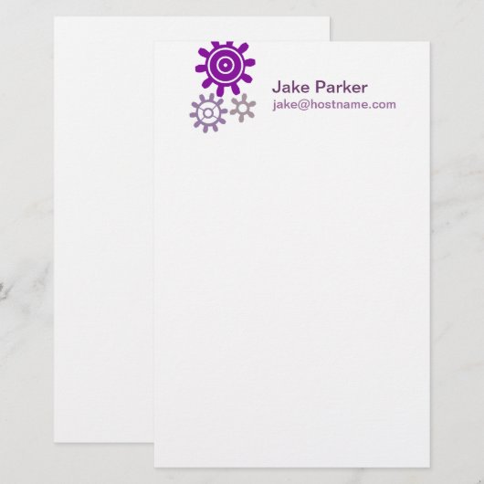 紫色のギア 便箋 (正面/裏面)
