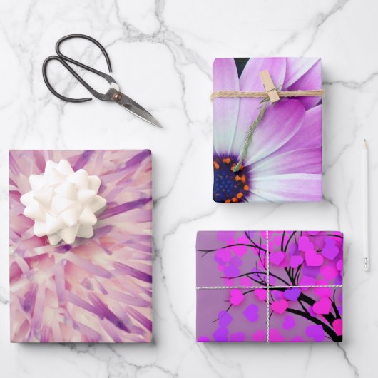 紫色のギフトラッピングシート ラッピングペーパーシート (正面)