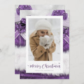 紫色のギフト手書写真クリスマスカード シーズンカード (正面/裏面)